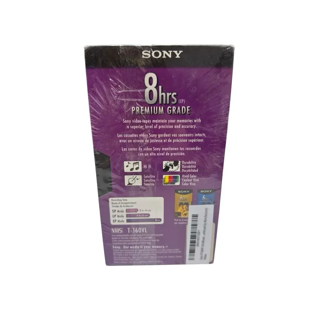 Sony T-160VL VHS Tapes 3 Pack 8hr EP Premium Grade Sealed